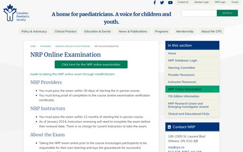 NRP Online Examination | Canadian Paediatric Society