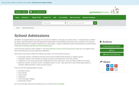 School Admissions | Glosfamilies Directory