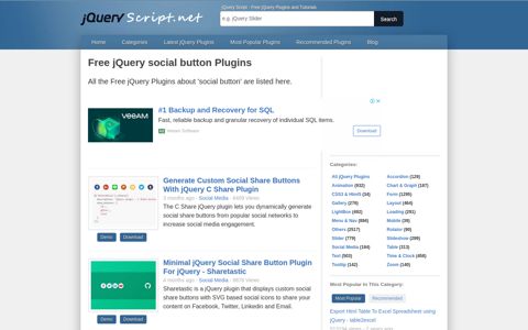 jQuery social button Plugins | jQuery Script