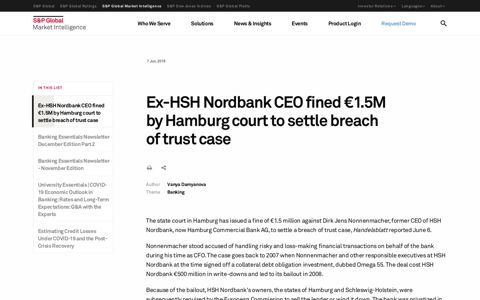 Ex-HSH Nordbank CEO fined €1.5M by Hamburg court to ...