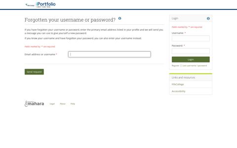 Forgotten your username or password? - Fife College iPortfolio