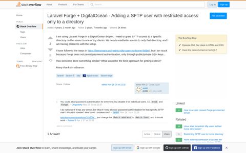 Laravel Forge + DigitalOcean - Adding a SFTP user with ...