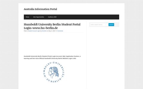 Humboldt University Berlin Student Portal Login-www.hu-berlin.de ...