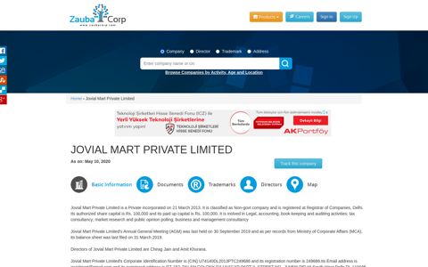 JOVIAL MART PRIVATE LIMITED - Company, directors and ...