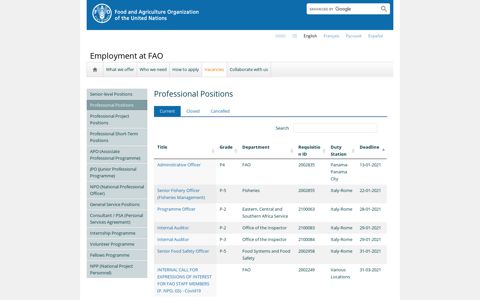 Vacancies | Employment at FAO | Food and Agriculture ...