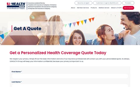 Get a Quote | USHEALTH Group | Free Health Coverage Quote