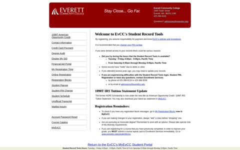 EvCC Student Record Tools - ctc.edu
