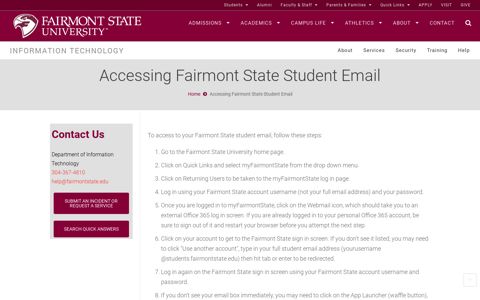 Accessing Fairmont State Student Email | Information ...