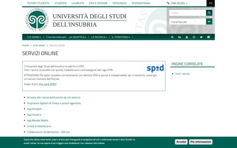 Servizi online | Università degli studi dell'Insubria