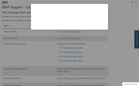 IBM Support - Licensing start page