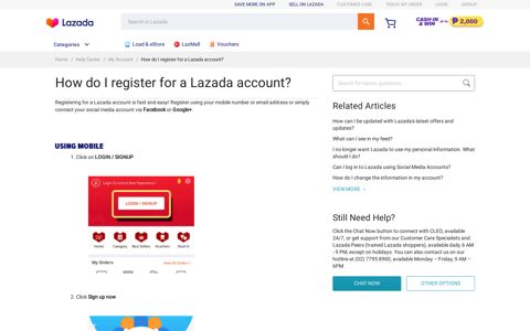 Help Center | My Account | Lazada PH