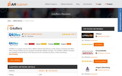 G4offers Reviews | Affiliate Network Reviews | Affscanner