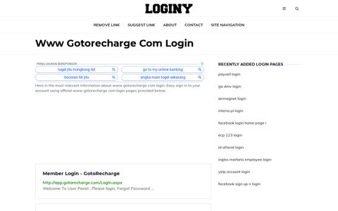 Www Gotorecharge Com Login ✔️ One Click Login