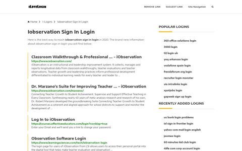 Iobservation Sign In Login ❤️ One Click Access - iLoveLogin