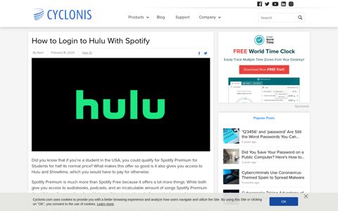 How to Login to Hulu With Spotify - Cyclonis