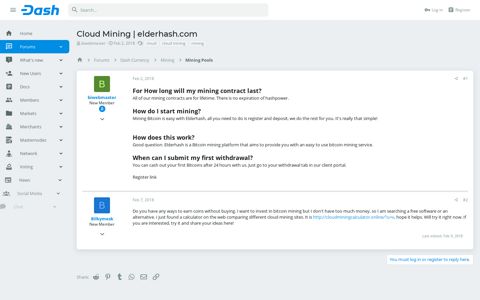 Cloud Mining | elderhash.com | Dash Forum