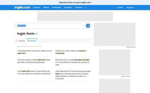 Ejemplos de login form | SpanishDict