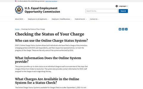 Checking the Status of Your Charge | U.S. Equal ... - EEOC