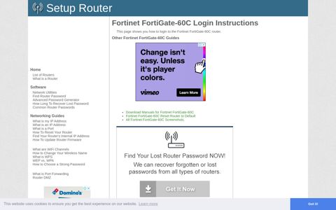 How to Login to the Fortinet FortiGate-60C - SetupRouter