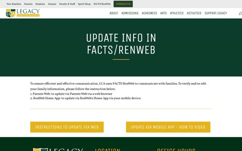 Update Info in FACTS/RenWeb | Legacy Christian Academy