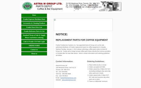Franke orders - Astra M Group Ltd