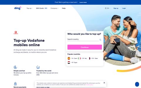Vodafone Top-up Online - Send Vodafone Recharge - Ding