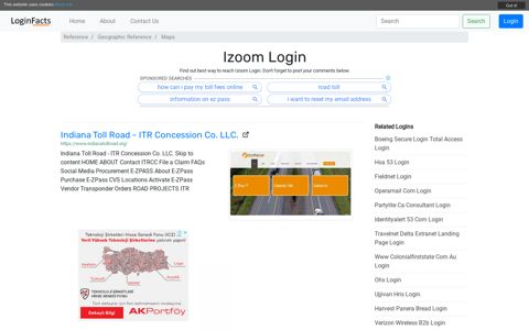 Izoom Login - Indiana Toll Road - ITR Concession Co. LLC.