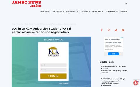 Log in to KCA University Student Portal portal.kca.ac.ke for ...