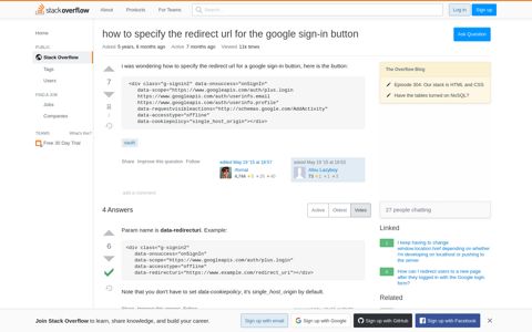 how to specify the redirect url for the google sign-in button ...