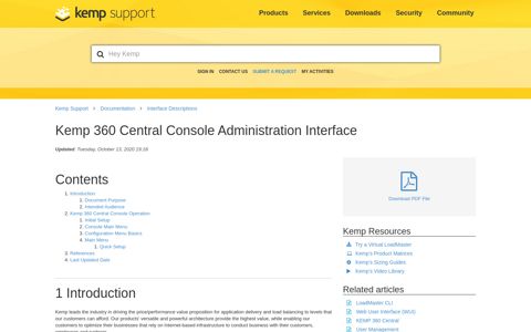 Kemp 360 Central Console Administration Interface – Kemp ...