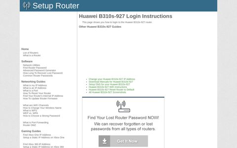 How to Login to the Huawei B310s-927 - SetupRouter