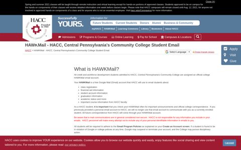 HAWKMail - HACC, Central Pennsylvania's Community College