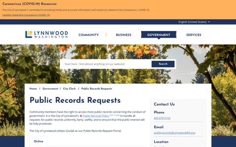 Public Records Requests – City of Lynnwood