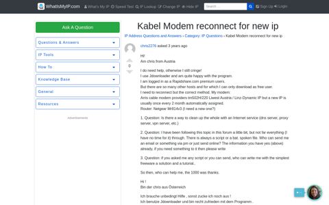 [resolved ] Kabel Modem reconnect for new ip - WhatIsMyIP ...
