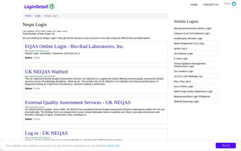 Neqas Login EQAS Online Login - Bio-Rad Laboratories, Inc ...