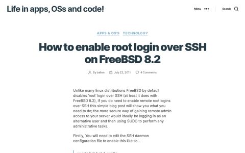 How to enable root login over SSH on FreeBSD 8.2 – Life in ...
