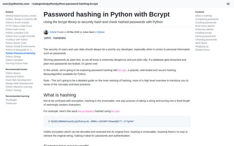 Password hashing in Python with Bcrypt - pythonise.com