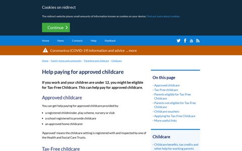 Help paying for approved childcare | nidirect
