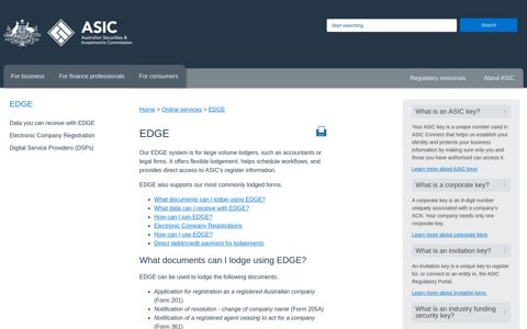 EDGE | ASIC - Australian Securities and Investments ...