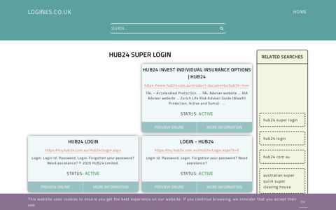 hub24 super login - General Information about Login