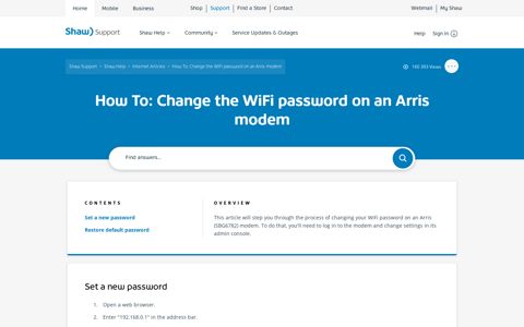 How to change your WiFi password on an Arris Modem