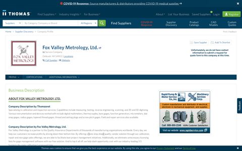 Fox Valley Metrology, Ltd. Oshkosh, Wisconsin, WI 54902