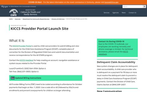 KICCS Provider Portal Launch Site - Cabinet for Health and ...
