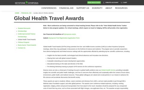 Global Health Travel Awards - Keystone Symposia