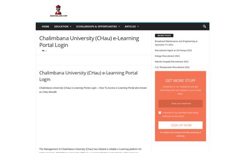 Chalimbana University (CHau) e-Learning Portal Login ...