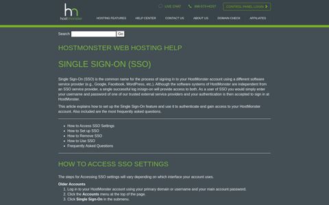 Single Sign-On (SSO) - HostMonster