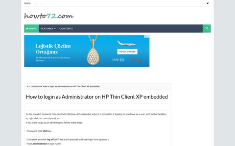 How to login as Administrator on HP Thin Client XP embedded