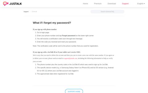 What if I forget my password? - JusTalk