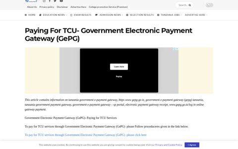 Paying For TCU- Government Electronic Payment Gateway ...