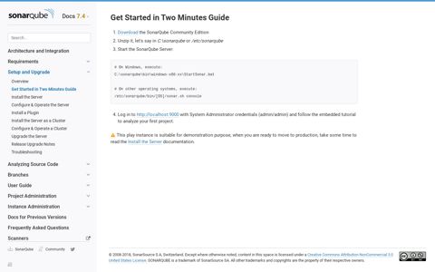 Get Started in Two Minutes Guide - SonarQube Documentation